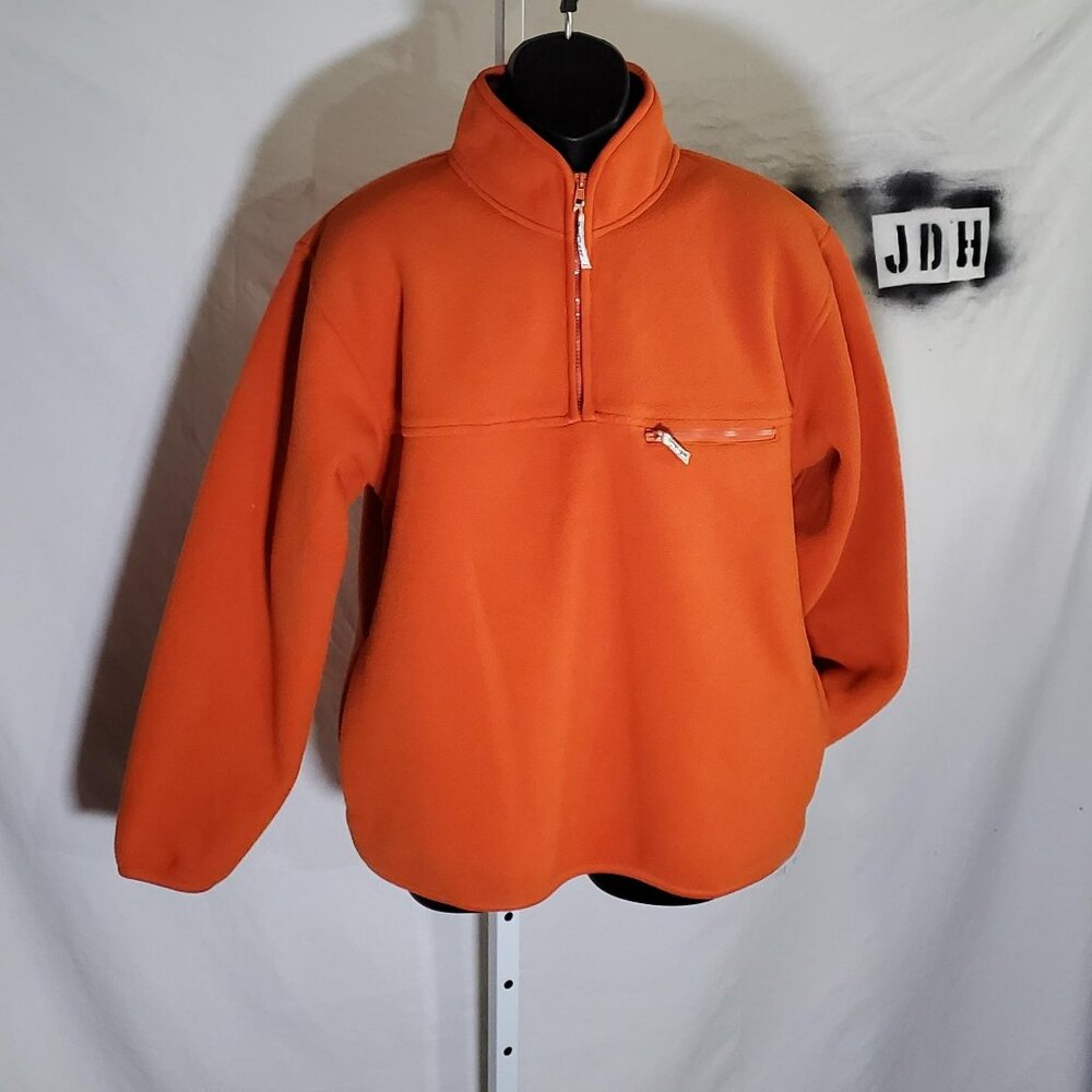 DogCigar Orange Fleece Quarter Zip Pullover Sz L